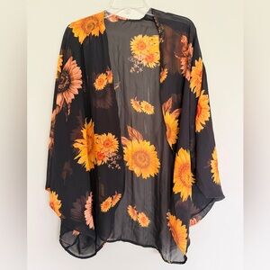 Black Sunflower Sheer Kimono Tunic